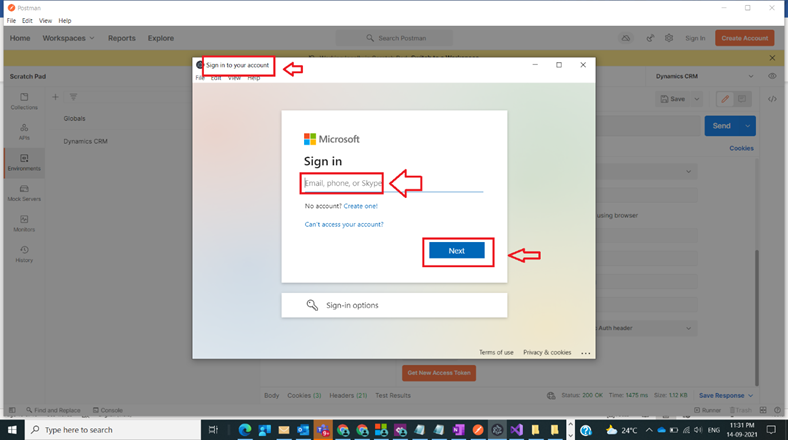 Connect Dynamics CRM with Postman Tool Environment
